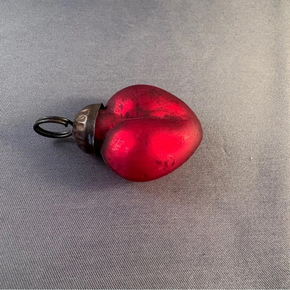 Vintage Kugel Style Heart Christmas Ornament Red Retro Collectible Decoration 2”